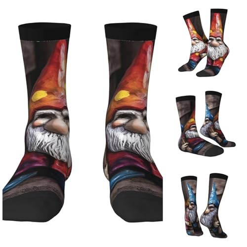 LZQPOEAS Colorful Gnomes Athletic Socks Unisex Cushioned Crew Socks Hiking Running Calf Sock Soft Above Ankle Sock