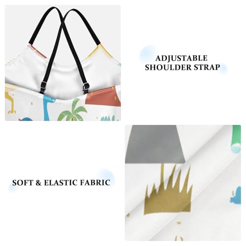 Cute Cartoon Dinosaurs White Girls 1 Piece Swimsuit, Beach Bathing Suit 3-10 Y with Adjustable Shoulder Strap, 3-10 Y3