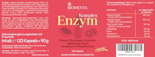 Bromelain BIOMENTA Multi Enzym Komplex mit 120 Kapseln