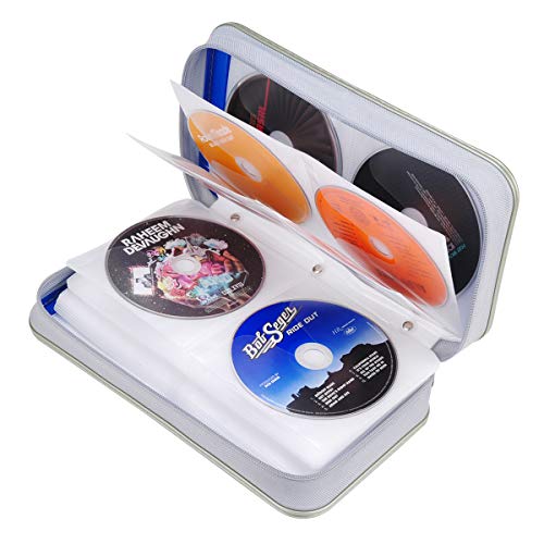 Cd Dvd Wallet, Wismart 96 Capacity Heavy Duty Sturdy Dvd Storage Hard Shell Cd Disk Holder Dvd Case Vcd Wallets Blu-Ray Media Case Storage Holder Organizer Wallet,96 Capacity (Blue) #TOP5