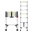 SEEKNEW Telescoping Ladder 6.5 FT, Aluminum Extension Ladder with Triangular Stabilizers, 330 lbs Capacity, Portable Collapsible Ladder for RV, Home; Silver