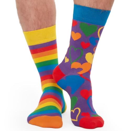 Image of Rainbow Socks for Women, Funky Cute Heart Crew Socks for Adults, Novelty Gifts for Women, LGBT