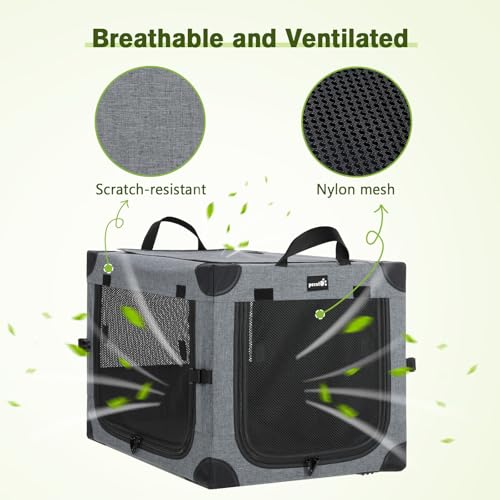 Pecute Caixa dobrável para cães, caixa macia dobrável para cães, canil portátil para cães grandes, c