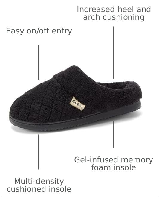 Image of Dearfoams Women's Memory Foam House Slippers - Libby Terry Clog With Wide Widths