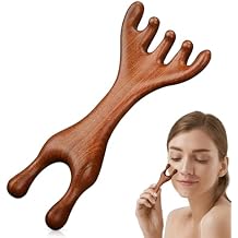 Manual Scalp Massager - Sandalwood Massager Tool for Scalp, Eye, Facial, Neck, Shoulder - Five Claw Gua Sha Comb for Men Women