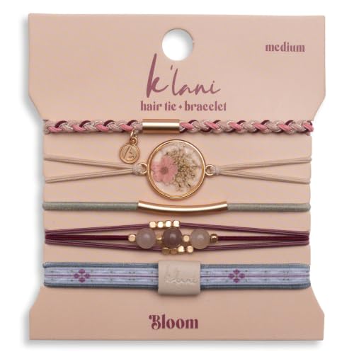 K'lani Bloom Hair Tie Bracelets - Elastic Ponytail Holder - Medium