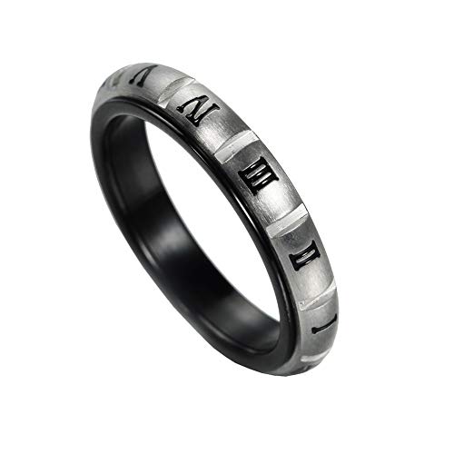 Image of PAURO Unisex Stainless Steel Roman Numerals Spin Worry Ring for Anxiety