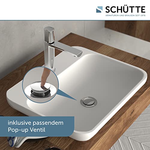 Schütte New York 33610 Washbasin Faucet, Chrome Contemporary Single-Lever Mixer Tap with Pop-Up Drain, Bathroom Tap - Image 4
