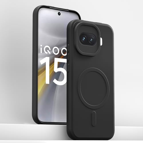 Image of Pikkme Back Cover for iQOO 15R 5G Soft Matte Silicone Mag-Safe Design (Mag-Safe Not Support) Camera Protection | Slim Fit Bumper Cover (Black)