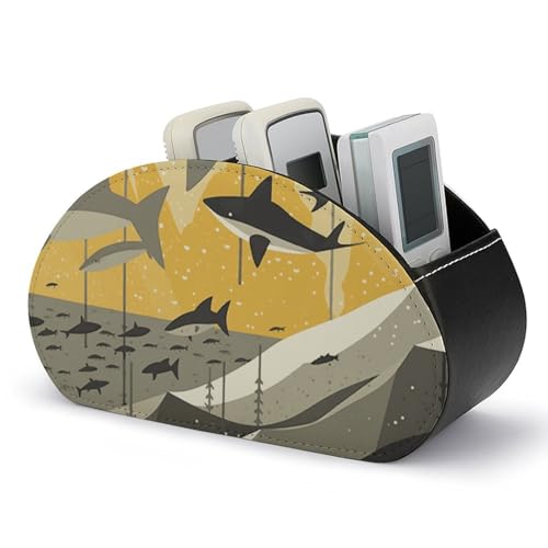 Support de télécommande requin noir pour pinceaux et accessoires de salon - 2