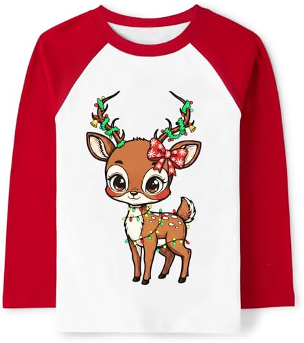 Image of Tkria Boys Girls Christmas Shirts for Kids Deer Monster Truck Excavator T-Shirt Long Sleeve Sweatshirt Toddler Tee Top 2-10T