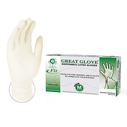 Plemo Guantes de látex Desechables, sin Polvo, no esterilizados, ambidextros, Paquete de 100, Grande
