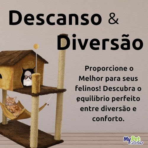 MY PET BRASIL Arranhador Para Gatos Arranhador Casinha Com Rede Arranhador Pet Resistente Bege