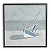 Stupell Industries Sailboat at Beach Coast Muted Nautical Ship, Designed by Ynon Mabat Black Framed Wall Art, 17 x 17, Blue