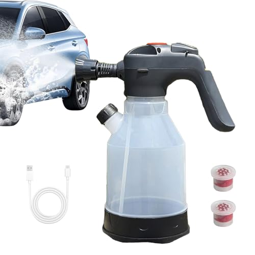 BTtime 電動フォームガン 電動スプレー 洗車 泡噴霧器 コードレス 発泡スプレー 洗車用品 1300mAh USB充電式 低騒音 透明タンク 泡洗車/水やり/じょうろ 2L
