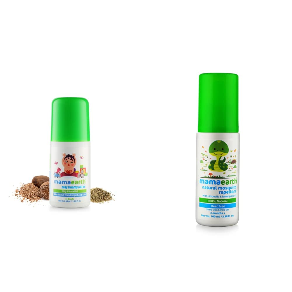 Mamaearth Easy Tummy Roll On for Digestion & Colic Relief with Hing & Fennel 40Ml & Natural Insect Repellent for babies (100 ml) Combo (B07G9HBGBY) Amazon Price History, Amazon Price Tracker