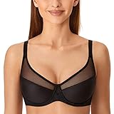 DELIMIRA Sujetador Reductor Tallas Grandes con Aros Sin Relleno para Mujer Negro 95C