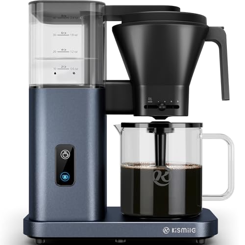 Image of Kismile SCA-Certified 8 Cup Drip Coffee Maker, Pour Over Coffee Machine with 3s Instant Heat 197-205℉, Adjustable Flow Control, Removable Water Tank, Deep Cold Brew & 40 Min Keep Warm (Blue)