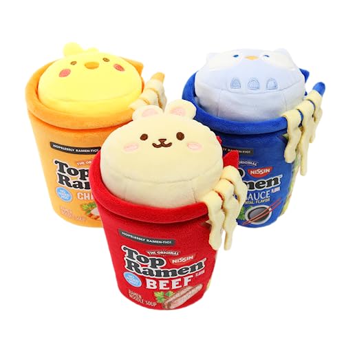 Anirollz 6&#8243; Official Stuffed Animal Plush Nissin Cup Noodle + Top Ramen |Soft, Squishy, Warm, Cute, Comfort, Safe| Pillow with Puppy Kitty Bunny &#8211; Birthday Deco Graduation Gift &#8211; Top Bunniroll