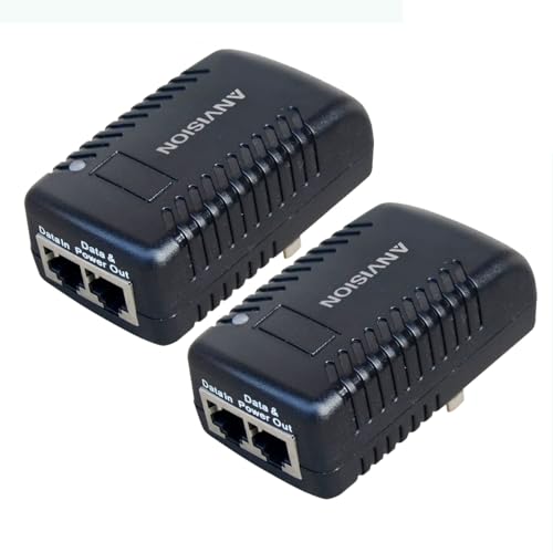 ANVISION 2-Pack 48V 0.5A PoE Power Adapter Supply Injector Ethernet, IEEE 802.3af Compliant, 10/100Mbps, for IP Voip Phones Cameras AP and More