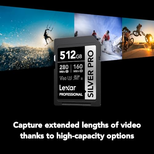 Image of Lexar 512GB Professional SILVER PRO SD Card, UHS-II, C10, U3, V60, Full HD, 4K, Up To 280MB /s Read SDXC Memory Card, for Professional Photographer, Videographer, Enthusiast (LSDSIPR512G-BNNNU)
