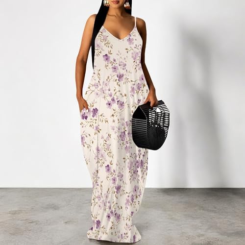 Image of SUZONANA Women Plus Size Summer Maxi Dress Spaghetti Strap Loose Sundress