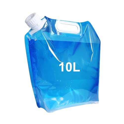 FACAIIO Bolsa de agua plegable de 5 L/10 L, botella de agua plegable para camping, al aire libre, supervivencia, jarra de almacenamiento de PET BPA con tapa a prueba de fugas
