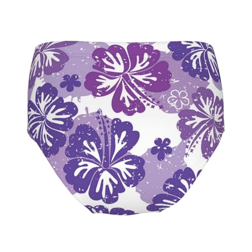Purple Hawaiian Hibiscus Flower Girls' Underwear Soft Cotton Little Girls Panties Comfort Briefs2