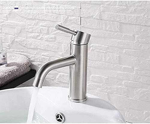 Robinet de lavabo en acier inoxydable nickel brossé pour salle de bains moderne