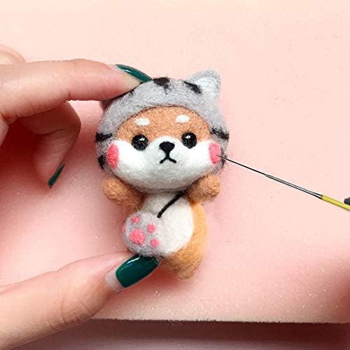 luokefe Needle Felting Kit for Beginners, Felting Starter Kit with 6 Pcs Colorful Felting Needles and Instructions, Wool Painting Kit, Wool Felting Doll Making Supplies for Christmas, Other Festival