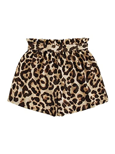 Floerns Women's Tie Bow Floral Print Summer Beach Elastic Shorts Leopard S #TOP1
