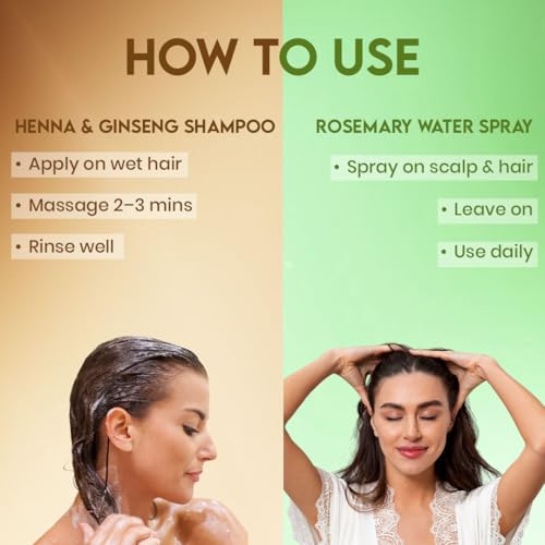 Image of Jovees Herbal Rosemary Water Hair Growth Spray 100ml with Henna & Ginseng Anti Hair Loss Shampoo 150ml for Reduce Hair Fall & Boosts Hair Growth | Adds Shine | Non-Greasy, Lightweight
