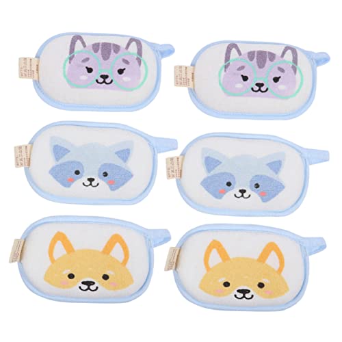 Healeved 6Pcs Bath Sponge Cartoon Cotton Bath Scrubber Absorbent Exfoliating Sponge for Gentle Skin Cleaning for Boy Girl and Young