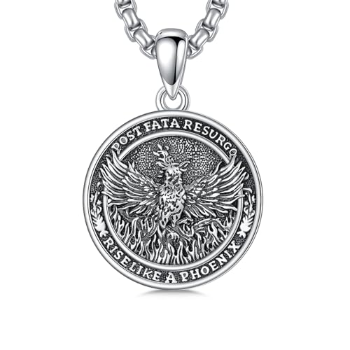 SIMONLY Phoenix Necklace For Men 925 Sterling Silver Phoenix Rising Jewelry Gift Phoenix Nirvana Fire bird Necklace