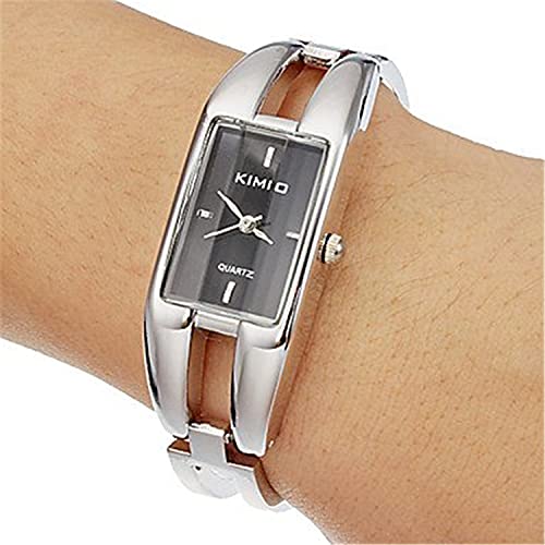 Silver Quartz Women Bangle Bracelet Wrist Watch / A Stunning Open Bangle Style Wrist Watch For Ladies