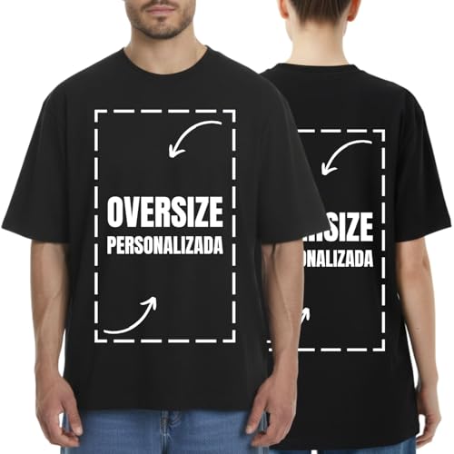 latostadora Camiseta Oversize Personalizada Unisex - Foto Texto Personalizable Delante y Detrás