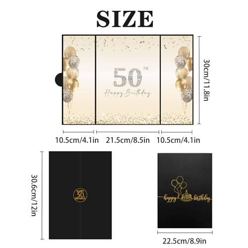 Image of DARUNAXY Black Gold Happy 50th Birthday Alternative Signature Guest Book