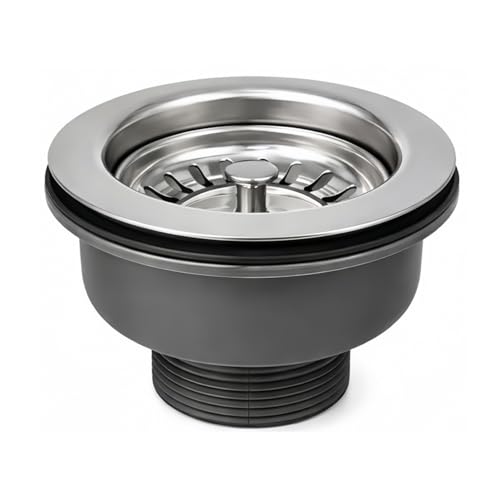 SopimusZ Spülbecken-Kollektion, 85 mm G1½ Edelstahl und PVC Küchenspülbeckenkorb mit Siebverschluss und Abflussstopfen für Zuhause