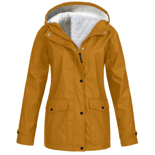 NUSGEAR Chaqueta Impermeable Mujer Deportiva Abrigo Mujer con Capucha Senderismo Parka Manga Larga Color Sólido Casual Chaqueta al Aire Libre