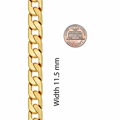 Lifetime Jewelry 11Mm Flat Cuban Link Chain Bracelet For Men & Women 24K Gold Plated (Gold, 9 Inches) #TOP2
