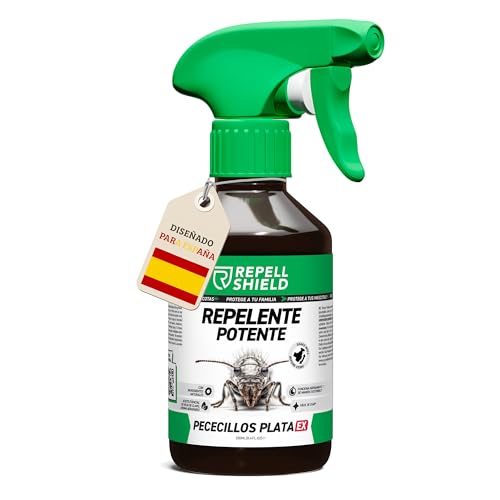 RepellShield® Spray Anti Pececillos de Plata - 250ml - Para Baño, Cocina, Terraza - Uso Interior y Exterior - No Mancha - Repelente Silverfish con Geraniol - Alternativa a Trampa Pececillos de Plata
