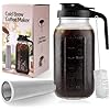 Cold Brew Coffee Maker, 64 oz Glass Pitcher with Mesh Filter, 2 Quart Mason Jar with Lid