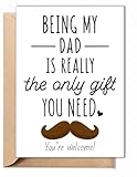 Fathers Day Card – Funny Birthday Card for Dad, Stepdad, Bonus Dad – 5x7 Folded Card with Envelope & Sticker – Humorous Father Gift – Blank Inside - Gifts for 30th, 40th, 50th, 60th, 70th, 80th, 90th