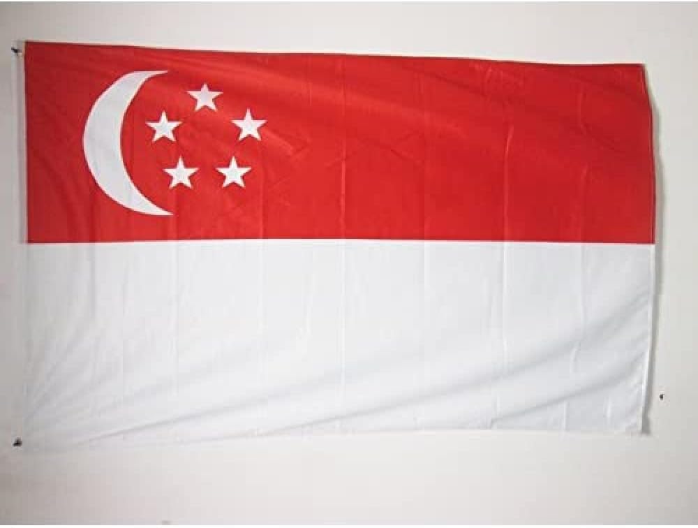 Singapore Flag 3' x 5' External Use - Singaporean flags 90 x 90 cm - Banner 3x5 ft Knitted Polyester - AZ FLAG