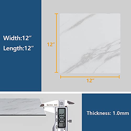 Veelike Vinyl Floor Tiles Peel And Stick 12''X12'' White Marble Flooring Tiles Self Adhesive Waterproof Floor Vinyl Sticker Tiles Decorative For Bathroom Bedroom Kitchen Wall Basement 4 Pack #TOP1