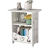 DAGLLGEW Kleiner Nachttisch (28 x 41 cm), multifunktional, platzsparend, weiß, Ablagefläche für Wohnzimmer, Schlafzimmer, Kleiner Beistelltisch, weiß