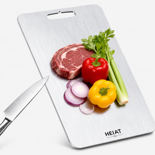 Image of Titanium Cutting Board, 100% Pure Titanium Cutting Boards for Kitchen, Non-Toxic, Double-Sided Chopping Boards for Raw & Cooked Food, Handles Included, Dishwasher Safe(16 inch x 10 inch)