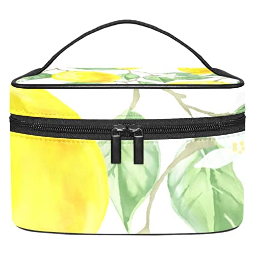 Trousse de maquillage citron pour sac à main de femme en toile imprimée