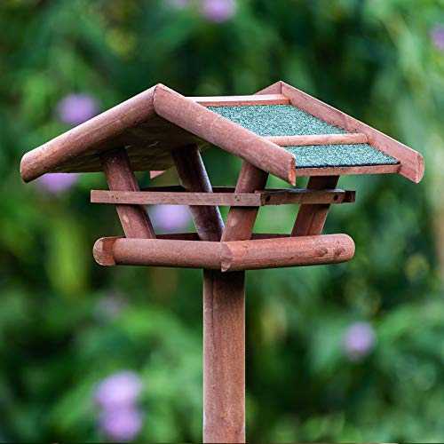 Vogelhaus aus Holz inkl. Ständer ca. 42x23x30cm | Vogelhäuschen für Vogelfutter – Futterhaus/Vogelfutterstation – Schutz gegen Schnee & Regen | Futterstation, Futterstelle, Vogelfutterhaus - 6