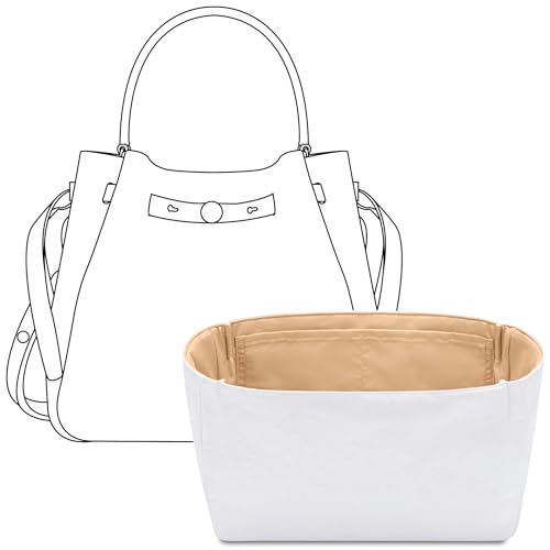 Image of FANJI Project Tote Bag Organizer Insert for Tory Burch Romy Bucket Bag,Custom Fit Inside Premium Vanile Lightweight WaterResistant Purse Insert with Cup Holder Accessories